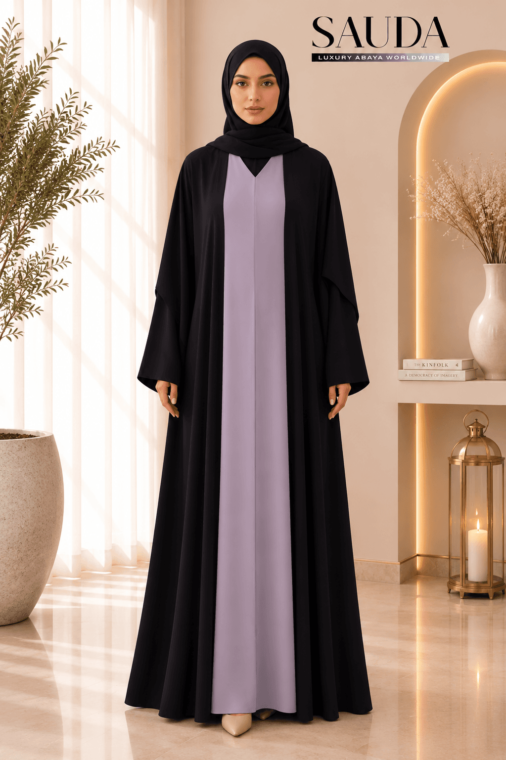 Noir Lilac Grace Abaya - Luxury Abaya Couture
