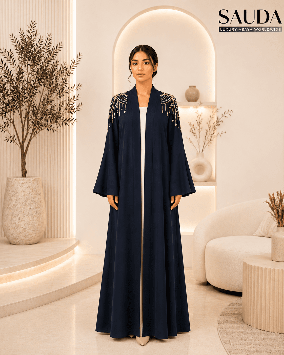 Midnight Royal Embellished Abaya - Luxury Abaya Couture