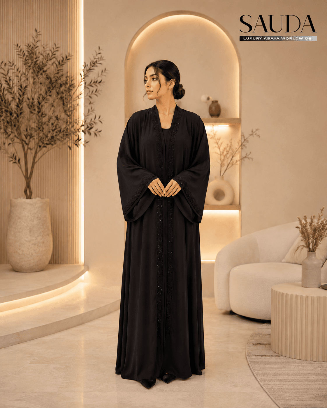 Midnight Grace Premium Black Abaya - Luxury Abaya Couture